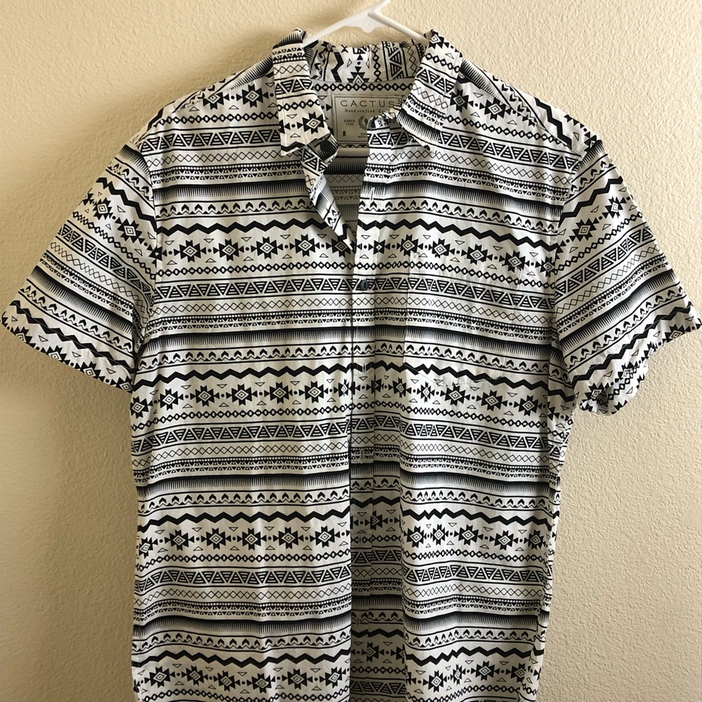 Cactus Black and White Patterned Men's Shirt